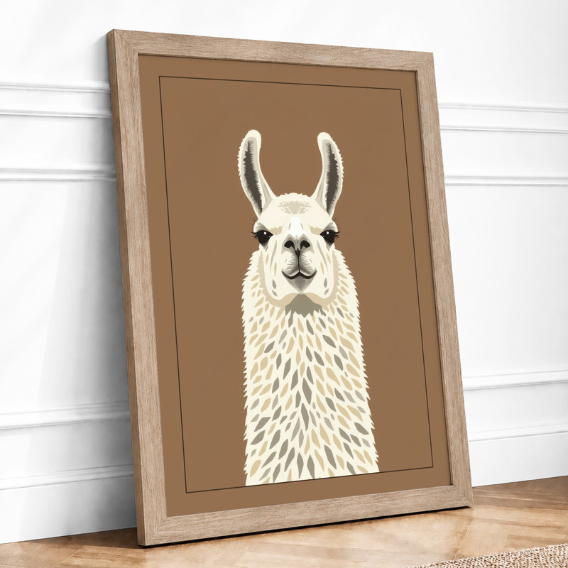 Gentle Llama Portrait Modern - Print, Oak, A4 - 29.7 x 21.0 cm