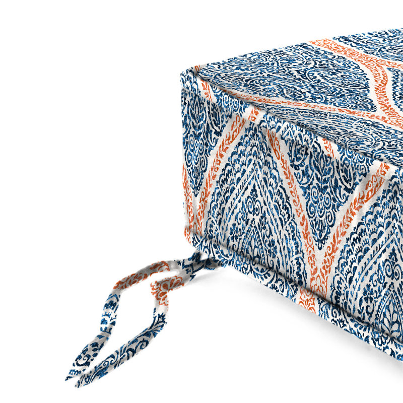 22.5" x 22.5" Outdoor Deep Seat Cushion with Ties and Welt, Andorra Tiger Lily