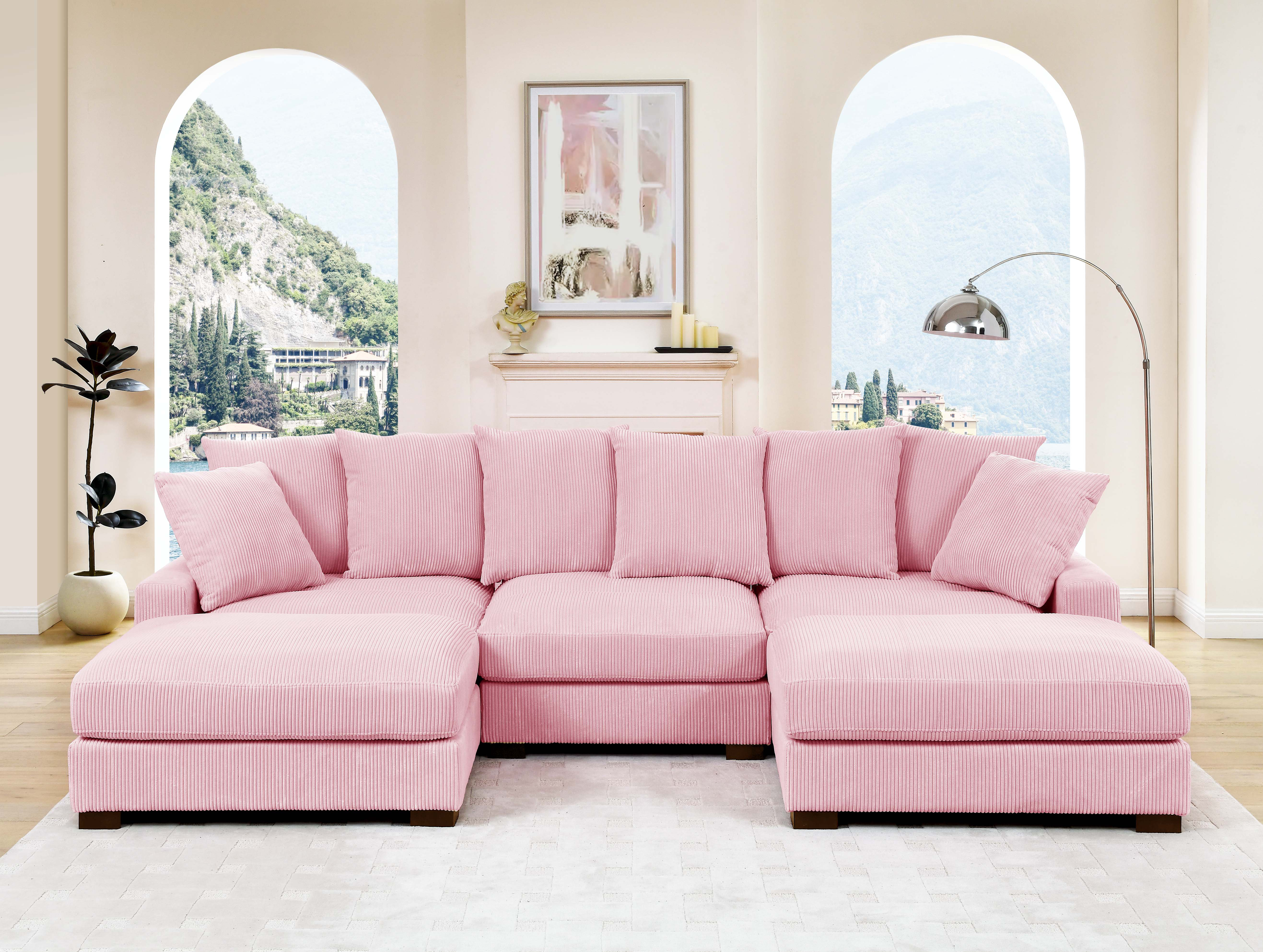 Latitude Run® 122" Upholstered Corduroy Sofa With Solid Wood Legs & Reviews | Wayfair