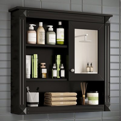 32'' Bathroom Wall Cabinet With Mirror, Wall Mounted Medicine Cabinet With 4 Shelves, Mirrored Door Over Toilet Storage Cabinet& Adjustable Shelves