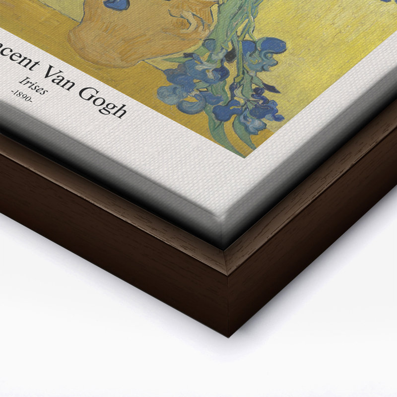 Van Gogh - Iris No3, Canvas, 08"H x 10"W, Brown Framed