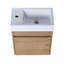 Meuble-lavabo flottant 18 po avec lavabo en résine et porte à fermeture en douceur, concepts modernes, grand rangement, lavabo mural imitation chêne 18 po-324257202