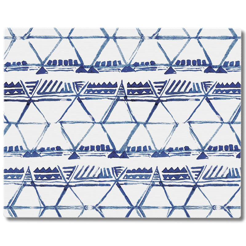 Indigo Triangles Tempered Glass Cutting Board 15" x 12"