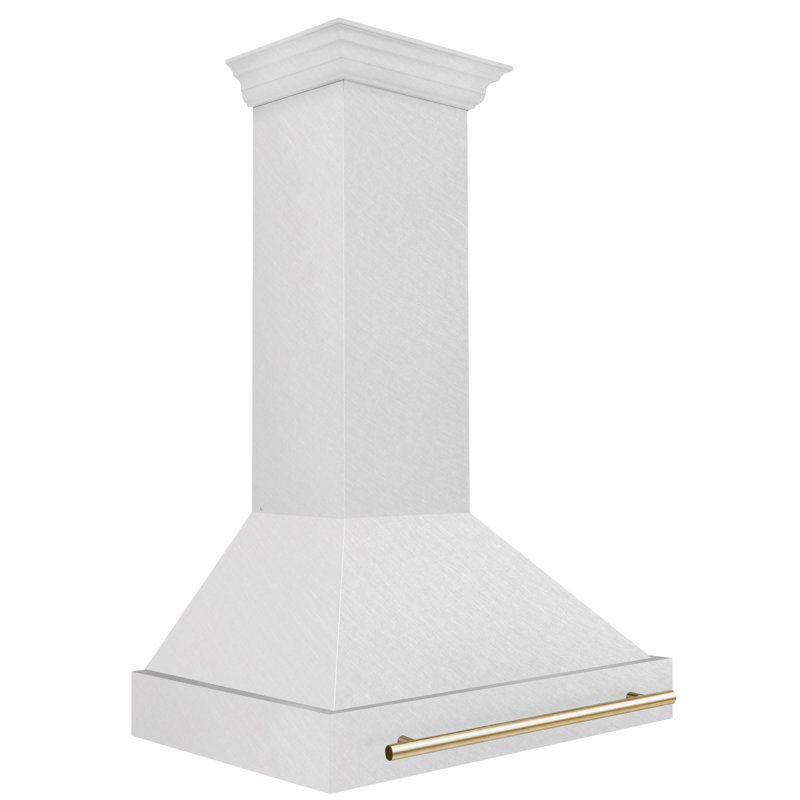 ZLINE Autograph Edition 36 in. Satin Stainless Steel Wall Mount Range Hood with Handle, Polished Gold