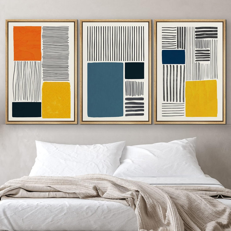 Abstrait, blocs de couleurs vives, Mid-Century, blocs de couleurs vives, illustrations abstraites de formes bohème, Naturel