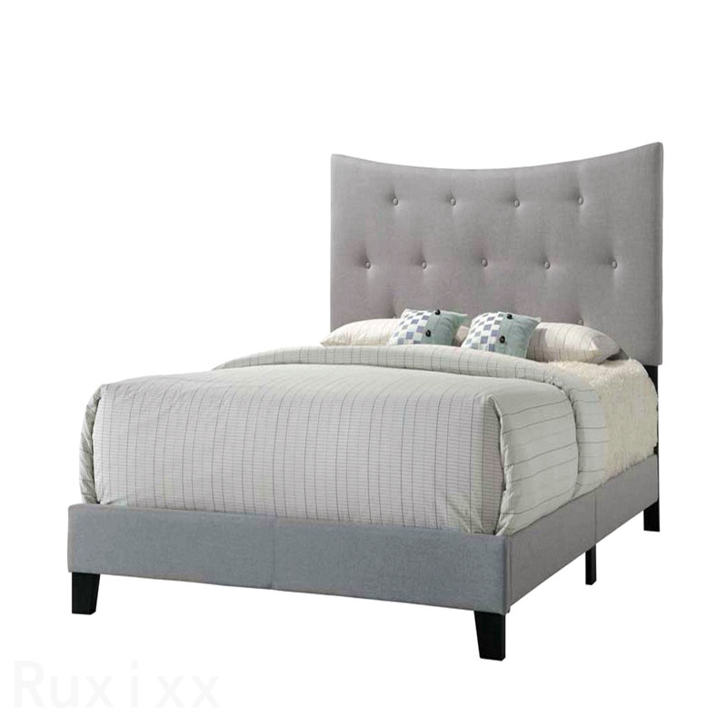 Grand lit en tissu gris Venacha