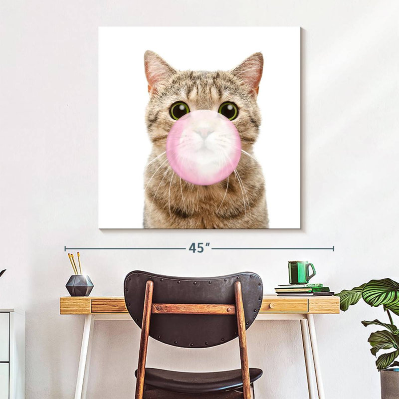 " Bubble Gum Kitty ", 33" H x 33" W x 1.25" D