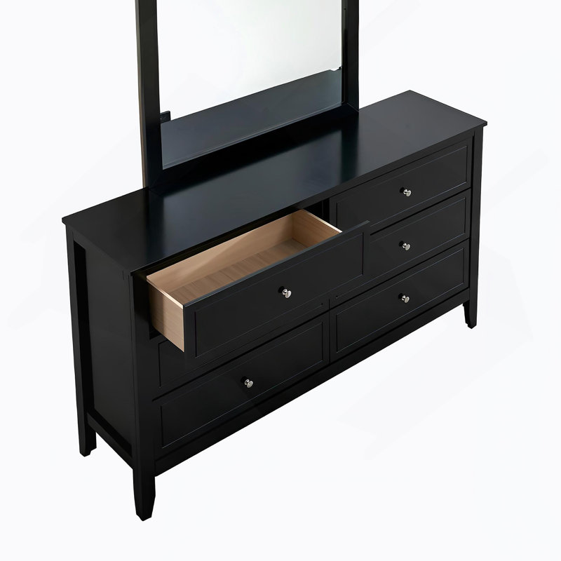 Commode 6 tiroirs Woonden, Noir