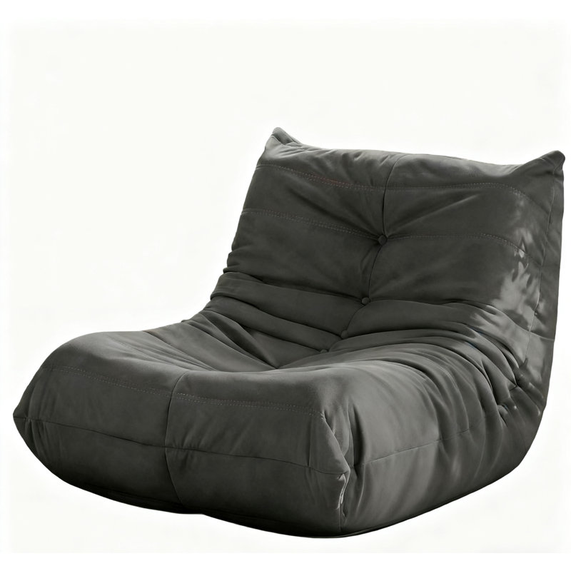 Bouton gris sans accoudoirs - Fauteuil confortable, mousse à mémoire de forme à fort rebond, sans assemblage, fond en flanelle douce de luxe pour chambre à coucher, vision de télévision