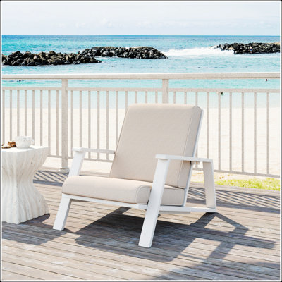 Patio Lounge Chair, Outdoor Club Chair With Durable Acacia Wood And Weather-Resistant Cushions For Comfortable Seating