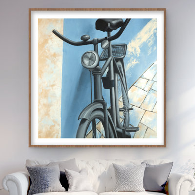 Abandoned Bicycle - Blue Man Cave Framed Matted Print Decor