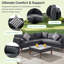 Modern 4-Pieces Outdoor Black Rattan Wicker L-Shape Sofa Set With Table, Gray Cushions, Suitable For 4-5 Person
