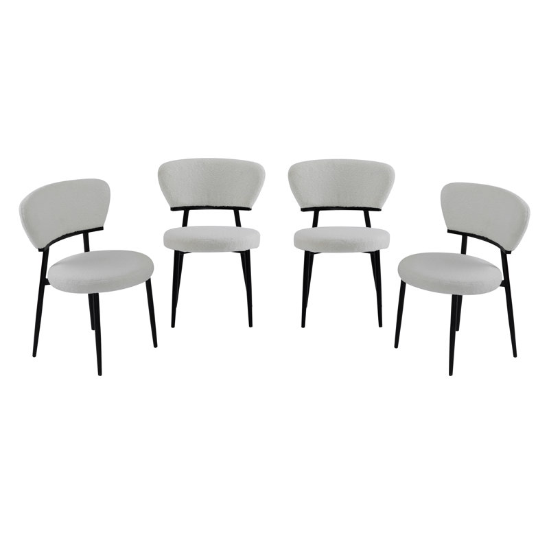 Crossmary Boucle Upholstered Dining Chairs, Set Of 4, Green