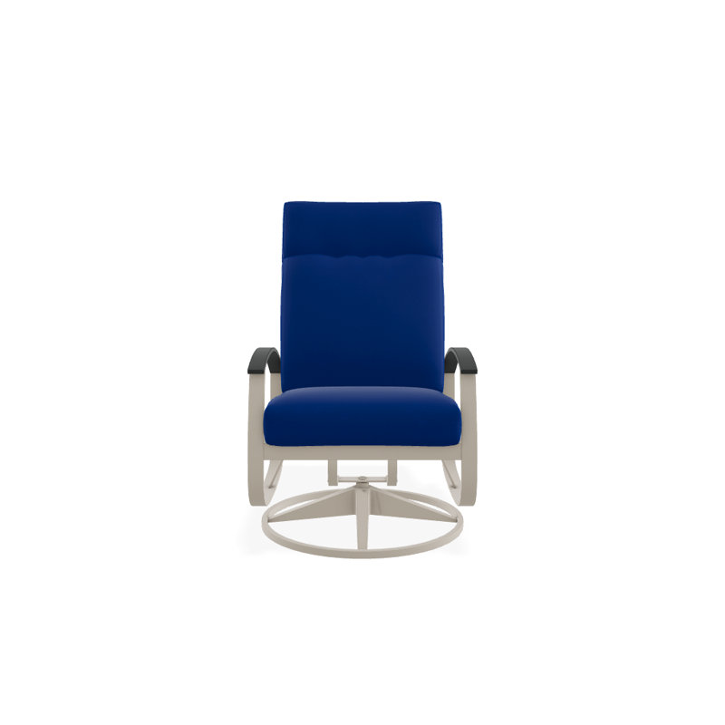Belle Isle Outdoor Rocker Chair, Canvas Pacific Blue Sunbrella® Canvas, Gloss White, Classic Graphite P30