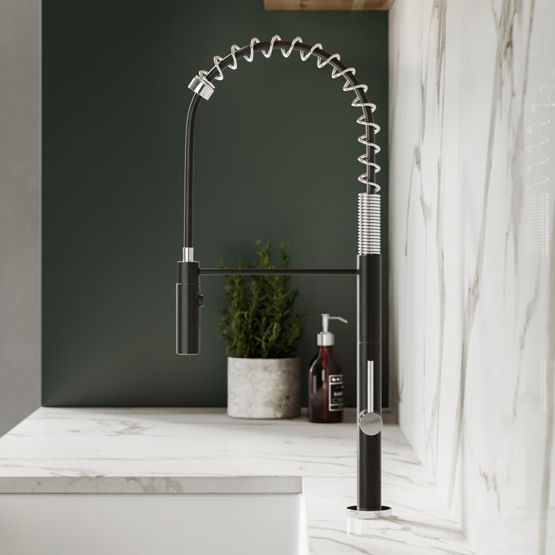 Chalet Single Handle, Pull-Down Kitchen Faucet, Brushed Nickel/Black