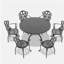 Ensemble de 7 pièces de mobilier de patio en aluminium coulé avec cadre noir et coussins de siège blanc cassé (identique à: W1710S00078)