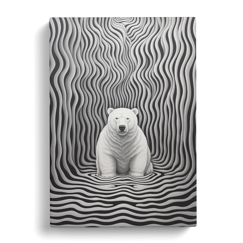 Polar Bear Op - Wrapped Canvas, 76cm H x 50cm W x 3cm D