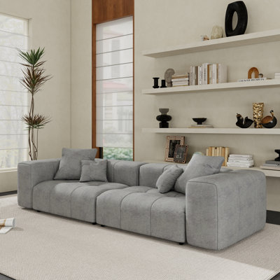 Kay Crumley 2-Piece Upholstered Modern Linen Fabric Modular Loveseat Sofa