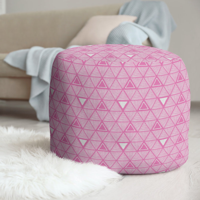 Upholstered Pouf, Pink