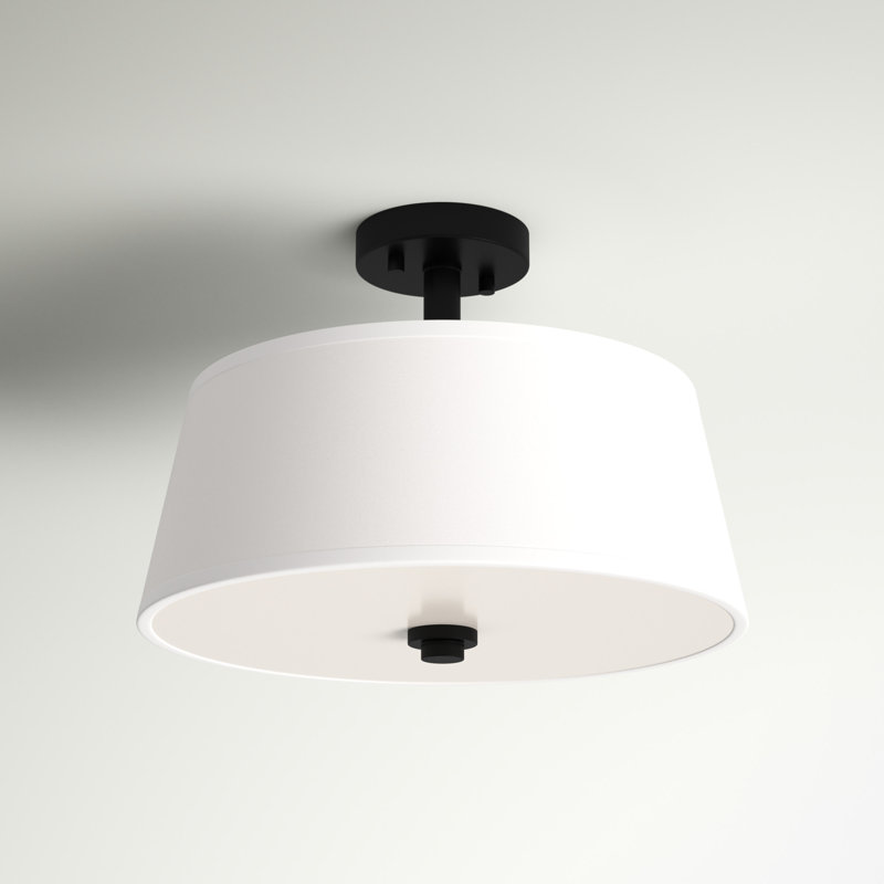 Plafonnier semi-encastré 2 lumières 15 po Bomberger, Noir mat