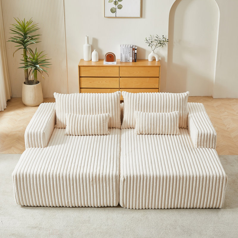 Méridienne surdimensionnée 87 po, sans assemblage requis, causeuse nuage moelleuse avec canapé-lit inclinable, fauteuil-lit moderne moelleux
