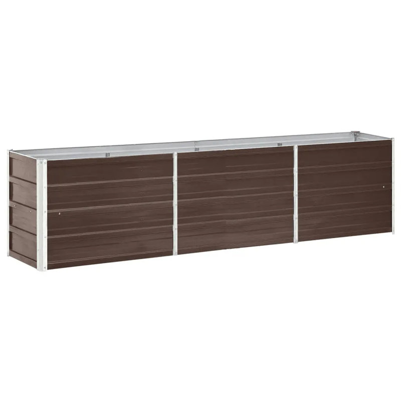 Raised garden bed in galvanized steel, Brown, 45cm H x 240cm W x 40cm D