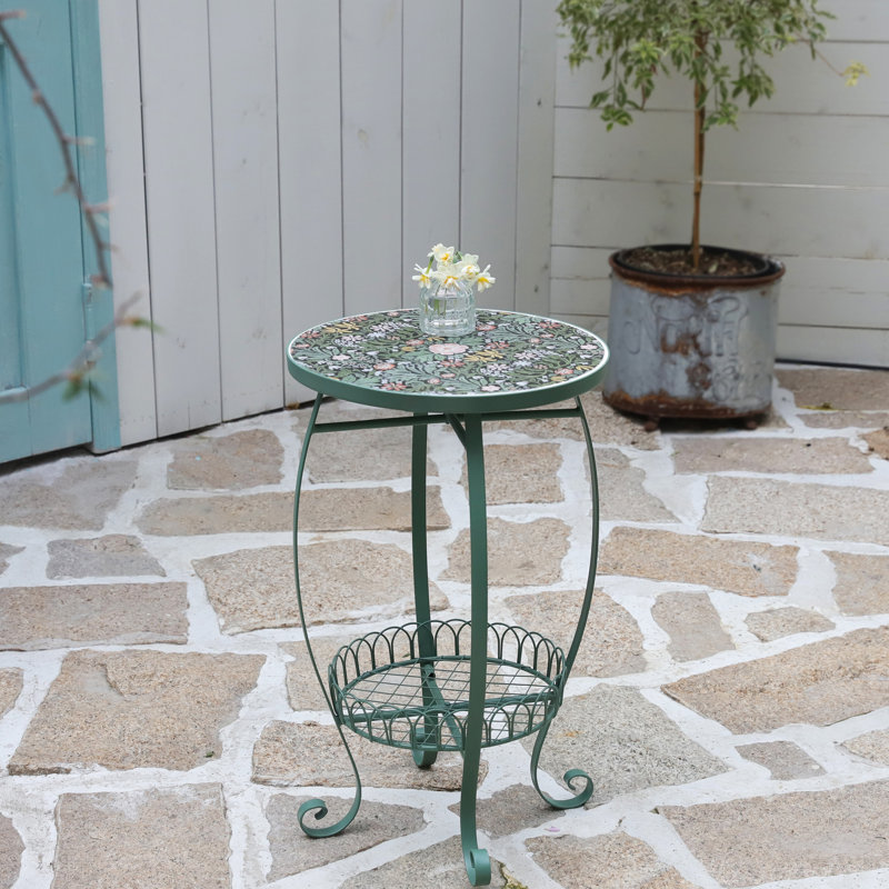 Table d'appoint d'extérieur, table de patio en mosaïque, tables d'appoint, tables de bout décoratives et support pour plante, véranda, terrasse, jardin, balcon, vert