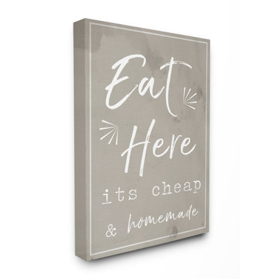 «Eat Here Home Kitchen Beige» par Daphne Polselli, reproduction d'art textuel sur toile