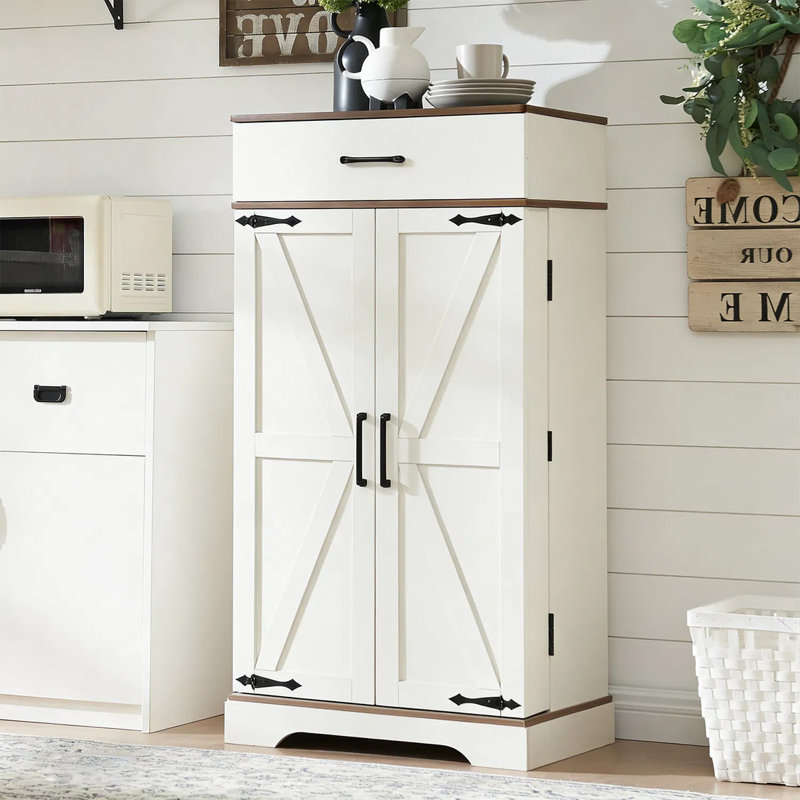 Armoire de rangement Farmry, Brun / Blanc