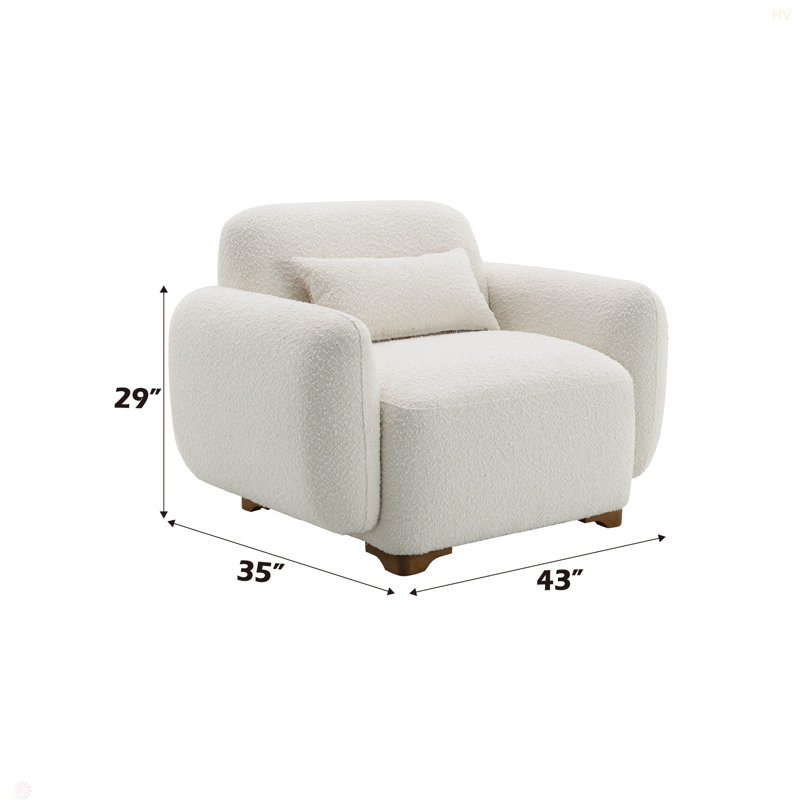 Fauteuil d'appoint Darius Beige Boucle avec 1 coussin décoratif
