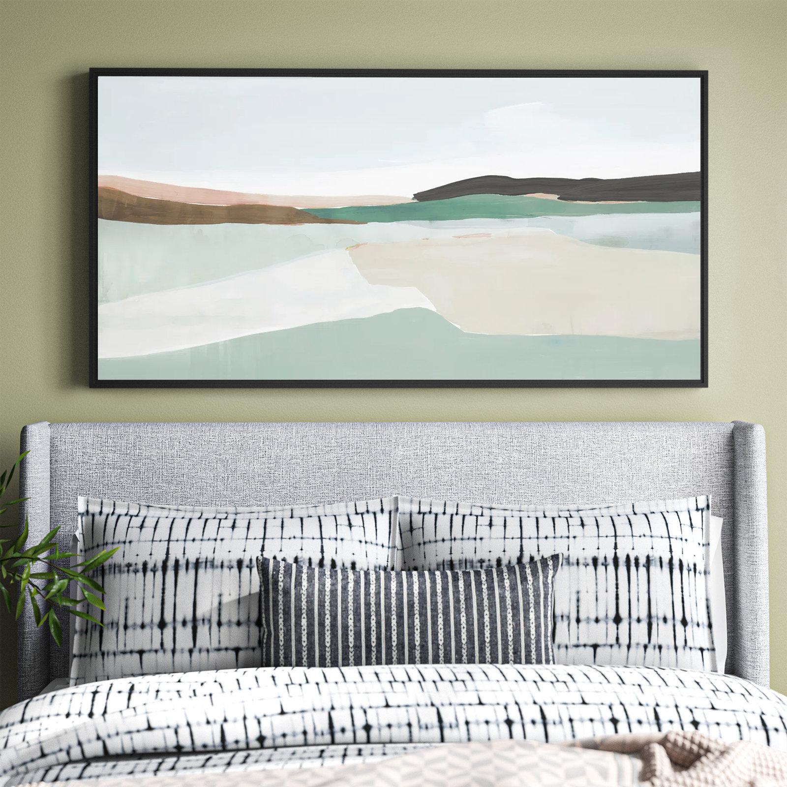 Sole of the Land I Floater Frame Painting, 25.5" H x 49.5" W, Black