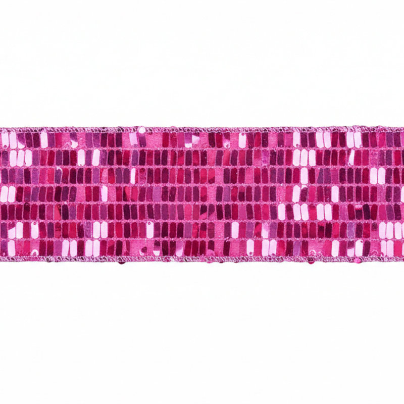 Vickerman 2.5" x 10 Yard Rectangle Sequin Wired Ribbon., Pink