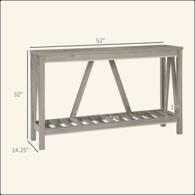 Console Table, Farmhouse Entryway Table With Storage Slatted Shelf, Rustic Sofa Table With Anti-Tipper For Living Room, Hallway