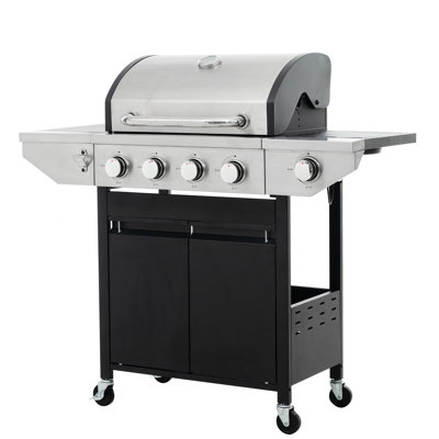 Barbecue au propane de 46 500 avec 4 brûleurs et un brûleur latéral, en acier inoxydable - idéal pour le jardin extérieur pour recevoir 430 délicieuses grillades