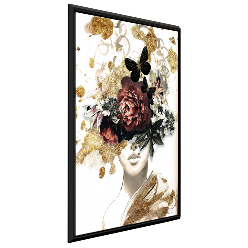 Fleurs antiques (verticales) par Jodi - impression, Reproduction avec cadre flottant, H 63,5 po x l 39,5 po x P 2 po, Noir