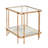 Kaiesha Champagne Gold Finish With Geometric Pattern Glass End Table