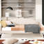 Lit de jour rembourré taille beige - Structure en bois sans sommier polyvalent pour différentes pièces Élégant avec cadre et revêtement en lin