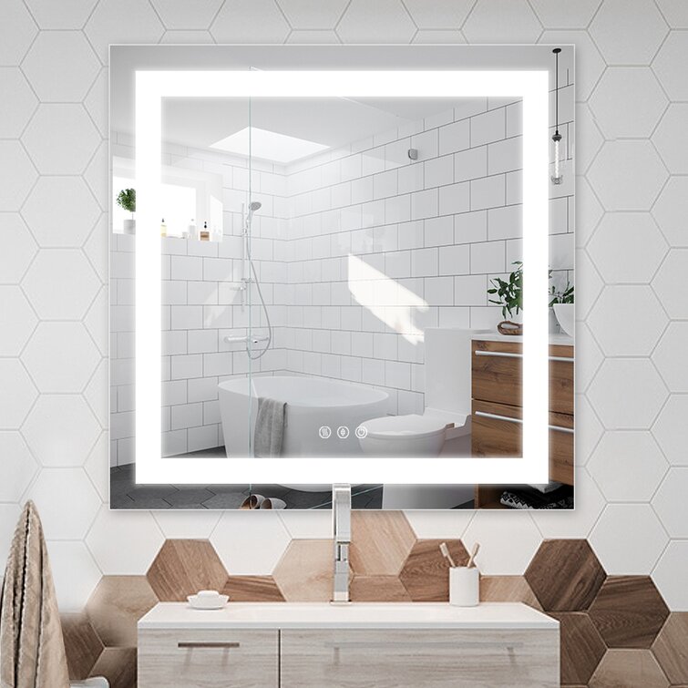 Orren Ellis Larina LED Lighted Anti-Fog Bathroom Mirror with Adjustable  Color Temperature (3000K/4500K/6000K) and Brightness Wayfair
