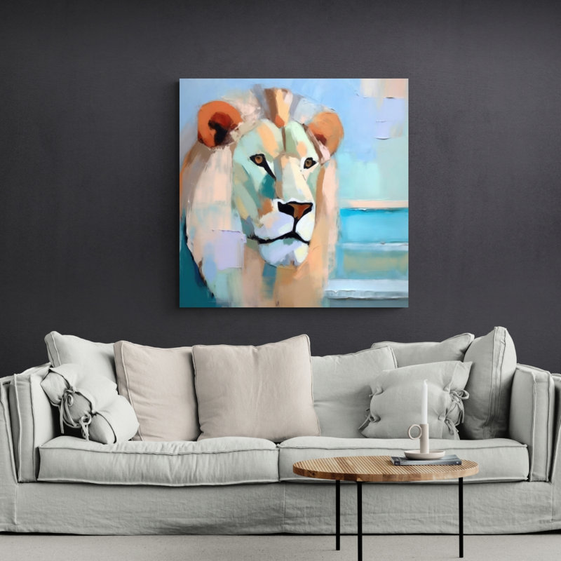 "Lion" sur toile, H 32 po x l 26 po