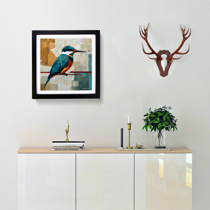 Kingfisher Suprematism No.2 1 Piece Single Picture Frame Wall Art, Black