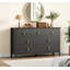 Commode pour chambre à coucher avec 7 tiroirs, commode moderne de 54 po avec poignée en métal, meuble télé-1446598235