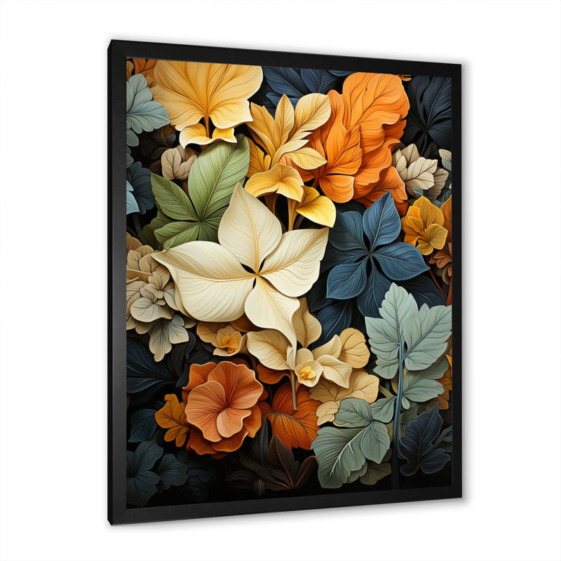 Feuilles d'automne, palette en sourdine - impression, Cadre photo noir, H 20 po x l 12 po x P 1 po