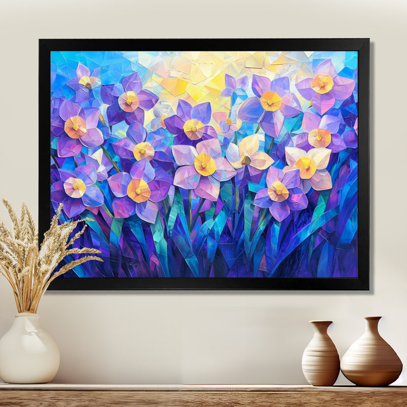 Lavande harmonie de jonquilles en été II - jonquilles, 12" H x 20" W, Single Picture Framed Print without Mat, Black