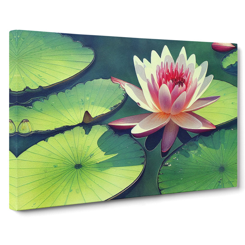Watercolour Water Lily Flower Vol.6 - Wrapped Canvas
