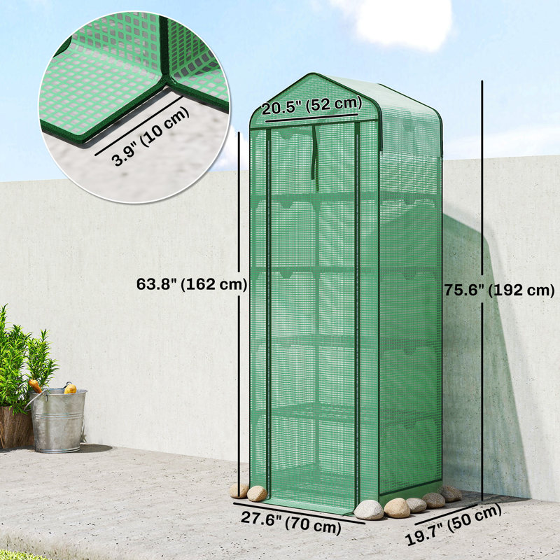 Mini Greenhouse with Screen Roof, Portable Small Greenhouse, Green, Green, 75.6" H x 27.6" W x 19.7" D