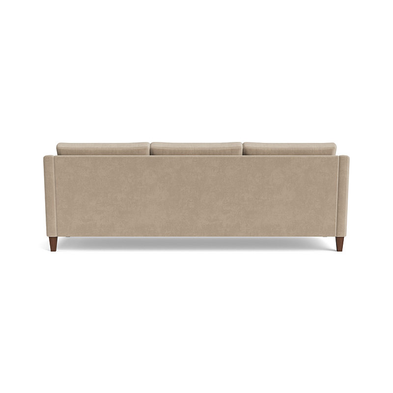Vera Sofa (95"), Walnut Finish (Angled), Velvet - Beige