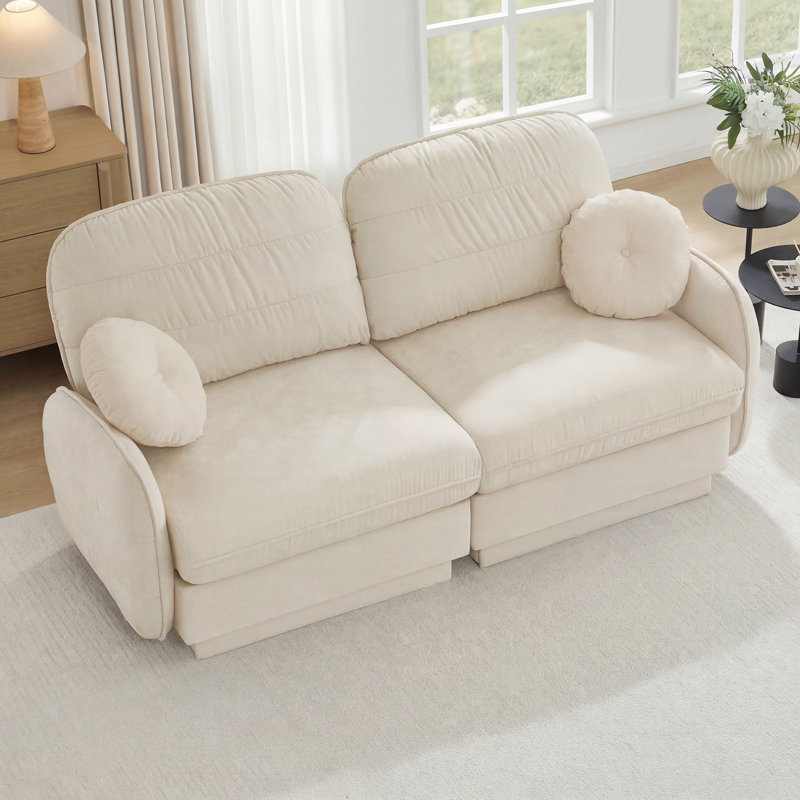 Causeuse avec coussins ronds, Cream Beige