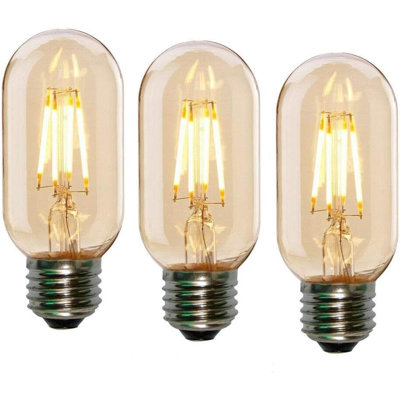 Dimmable E26 LED Edsion Bulbs 40Watt, 4.3 inches T45/T14 4W Tubular Light Bulbs, 450 Lumen Vintage 2700K Warm White for Ceiling Fan Chandeliers Farmhouse Pendant Light - Pack of 3