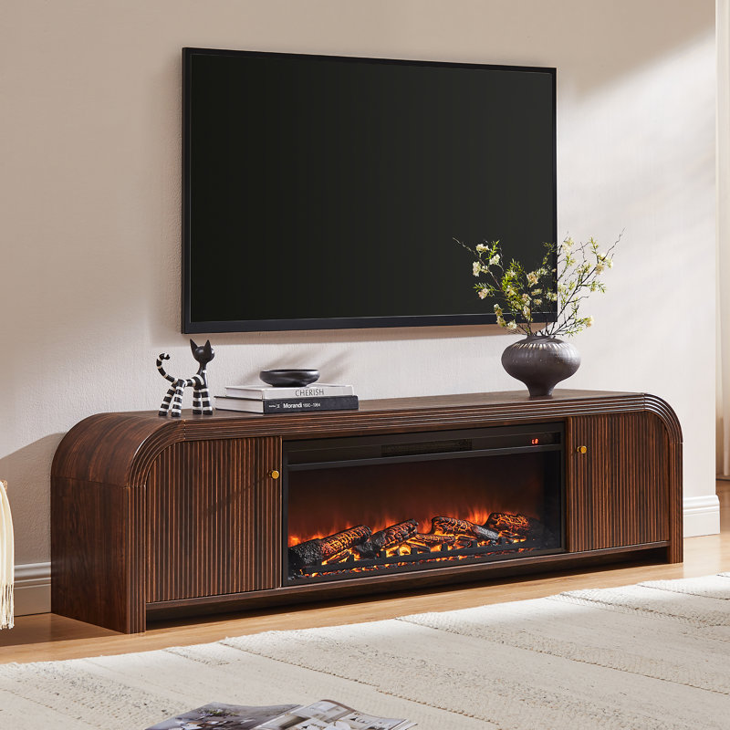 TV Stand Fireplace for TVs up to 78" Fireplace, Dark Walnut