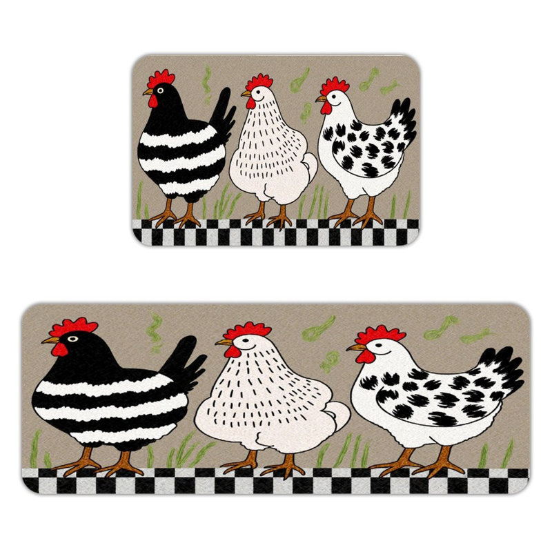 Ensemble de 2 poulets de ferme et tapis de cuisine
